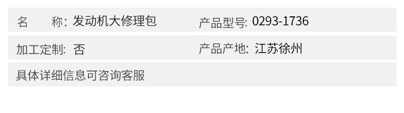 沃爾沃配件 發動機大修理包0293-1736